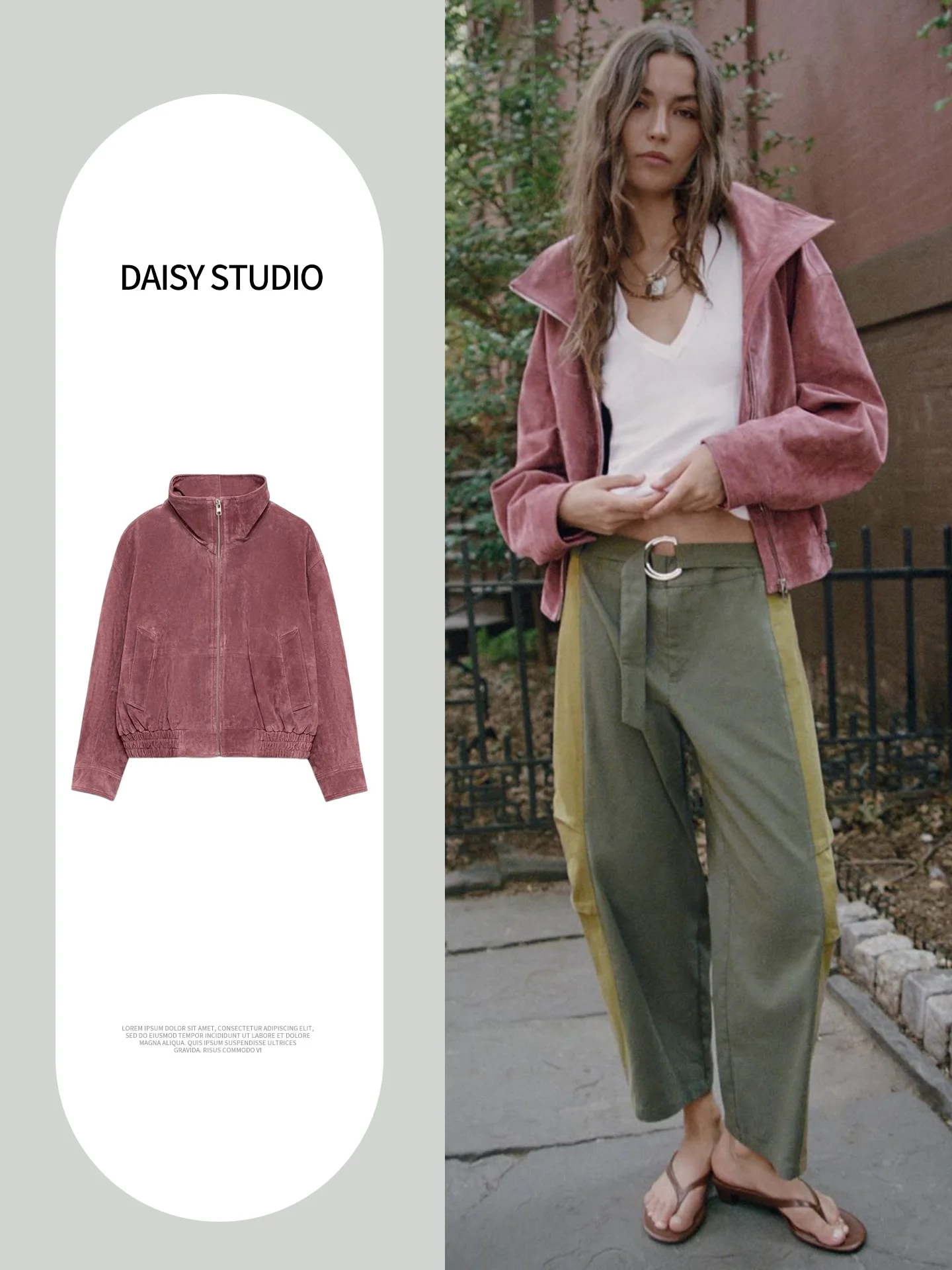 Fall New Women's Long Sleeve Stand Collar Zipper Decorated Short Pilot Jacket Coat French Style Standard Fit Polyester Fiber