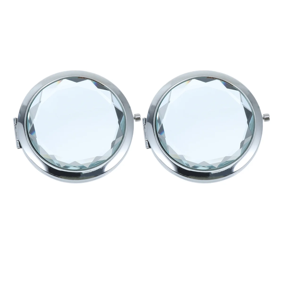 2 قطعة مرآة ماكياج قابلة للطي مزدوجة الجانب إطار كريستال مدمج زجاجي عالي الوضوح مرآة صغيرة لمحفظة السفر وسطح المكتب #6