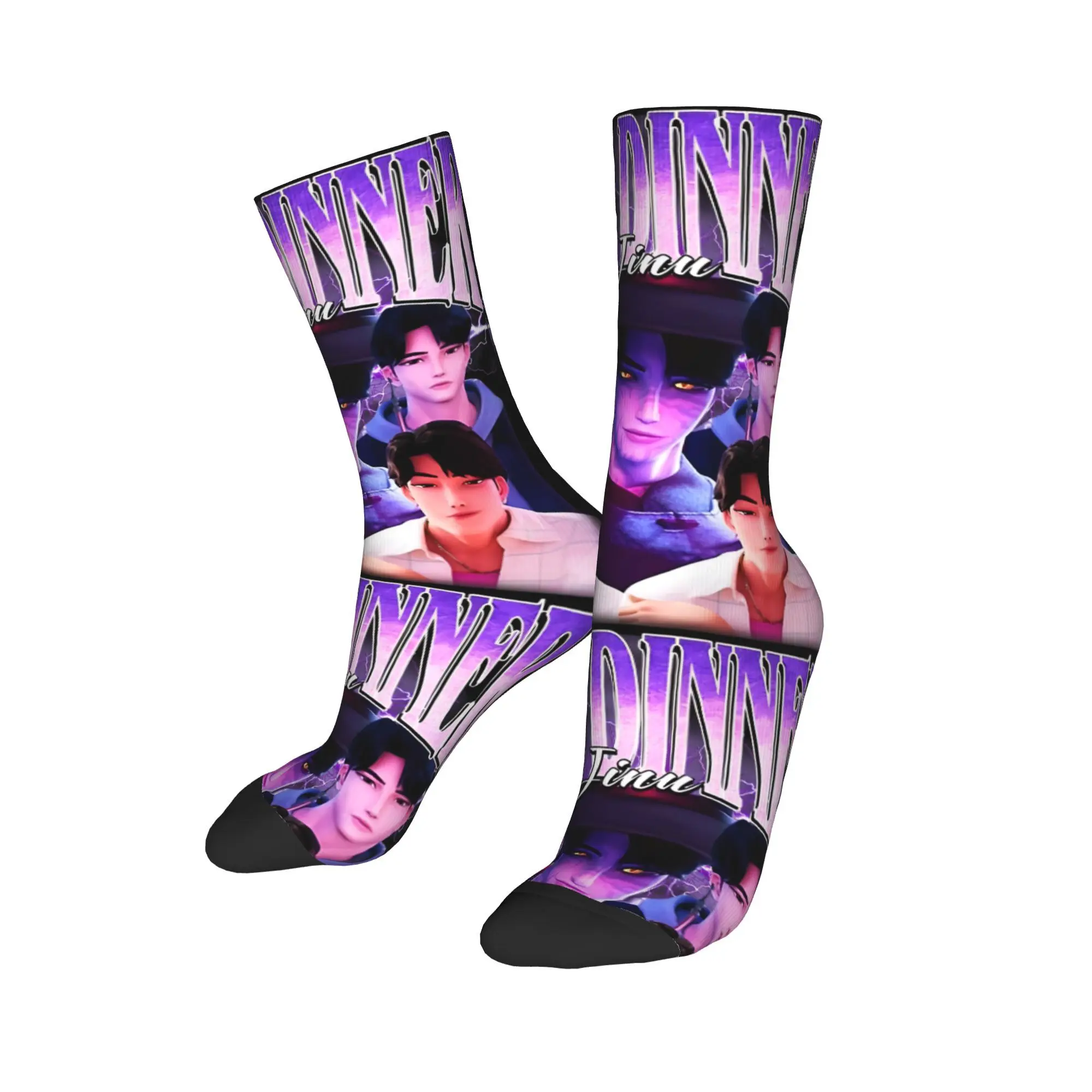 

Girl Dinner Jinu Kpop Demon Hunters Socks Men's Women's Polyester Fashion Socks Novelty Spring Summer Middle Tube Stockings
