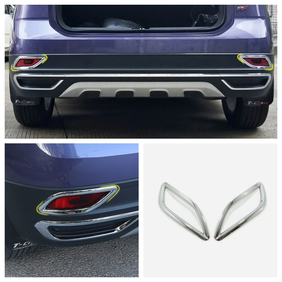 

For VW Volkswagen T-Cross 2019 - 2022 Exterior Accessories Rear Fog Lights Lamps Eyelid Eyebrow Decoration Cover Trim