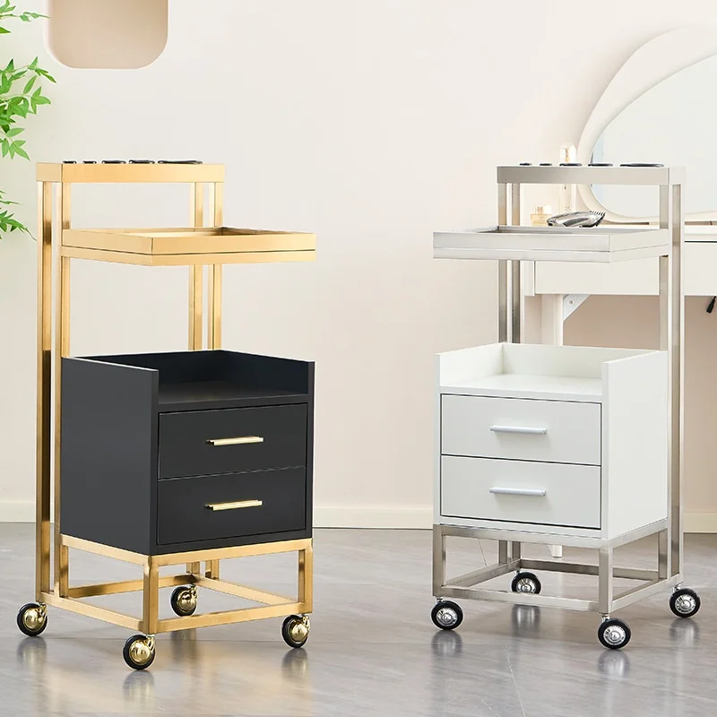le-Customized Multi Functional Metal Barber Shop Tool Cabinet Hair Salon Movable Storage Rack Salon Furniture Wheeled Trolley#