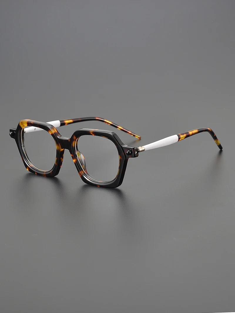 Niche literary personality square thickened glasses frame splicing multicolor designer retro big face optical prescription glass