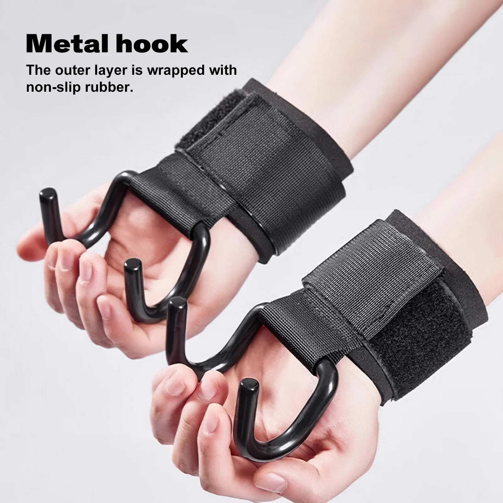 1/2Pcs Stainless Steel Heavy-Duty Wrist Hooks with Soft Padded Handle - Perfect for Weightlifting, Pull-Up and Strength Training