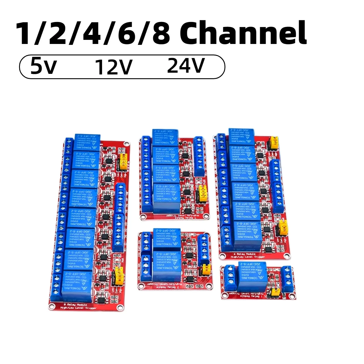 5V 12V 24V  1 2 4 6 8 Channel Relay Module Board Shield with Optocoupler Support High and Low Level Trigger for Arduino