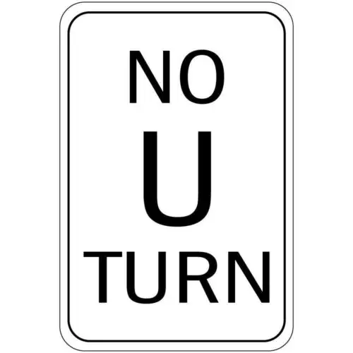 STOP NO U TURN Aluminum METAL Sign 8x12 made USA