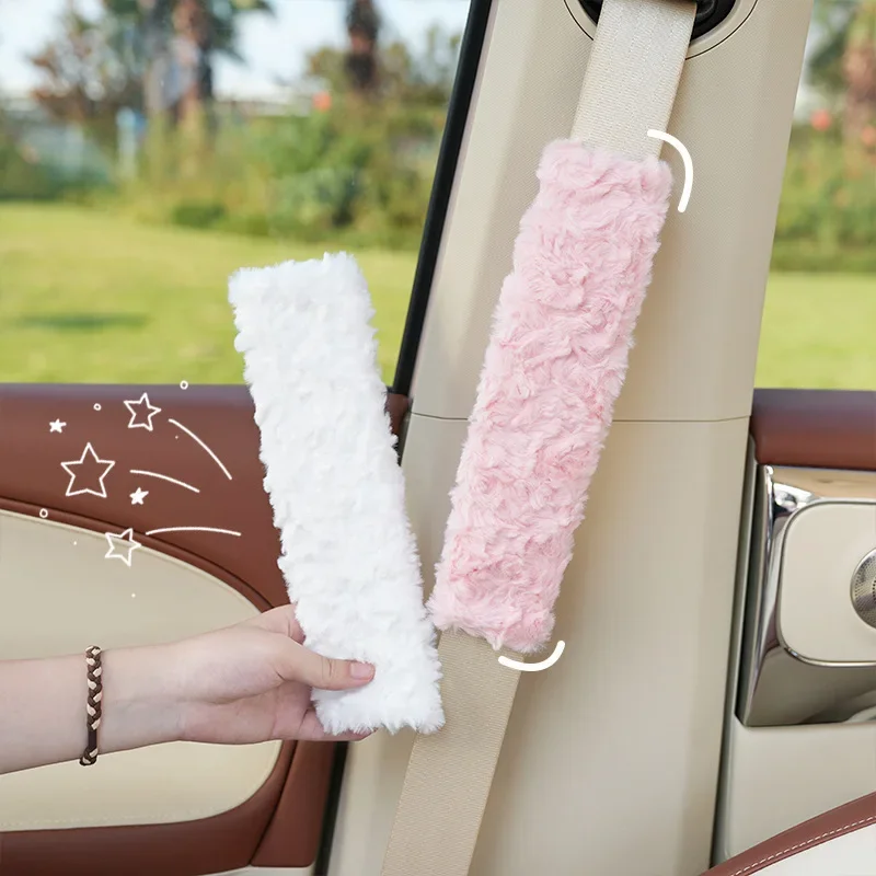 

НОВЫЙ автомобильный ремень безопасности, плюшевый милый защитный чехол для ремня безопасности, аксессуары для интерьера, украшенные зимними женщинами