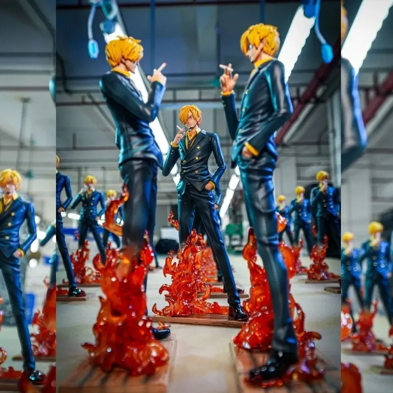 Japanese Bandai One Piece Anime Action Figure Sanji Desktop Ornaments Model Doll Toy Birthday Gift Luffy Peripheral Collection