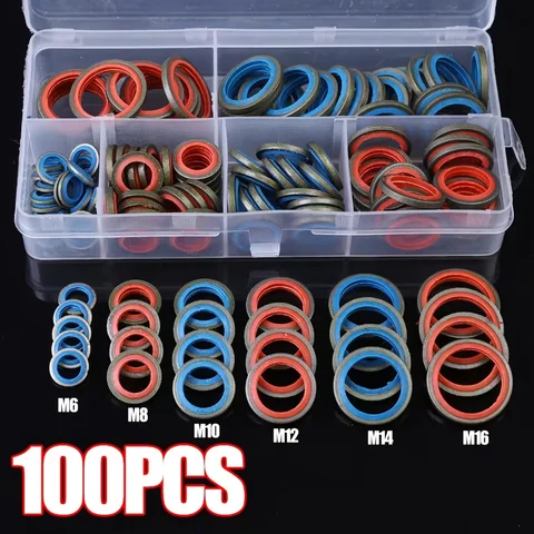 100PCS M6-M16 Kit guarnizioni coppa olio Rondelle tappo scarico olio universale per guarnizioni sostituibili moto automobilistiche