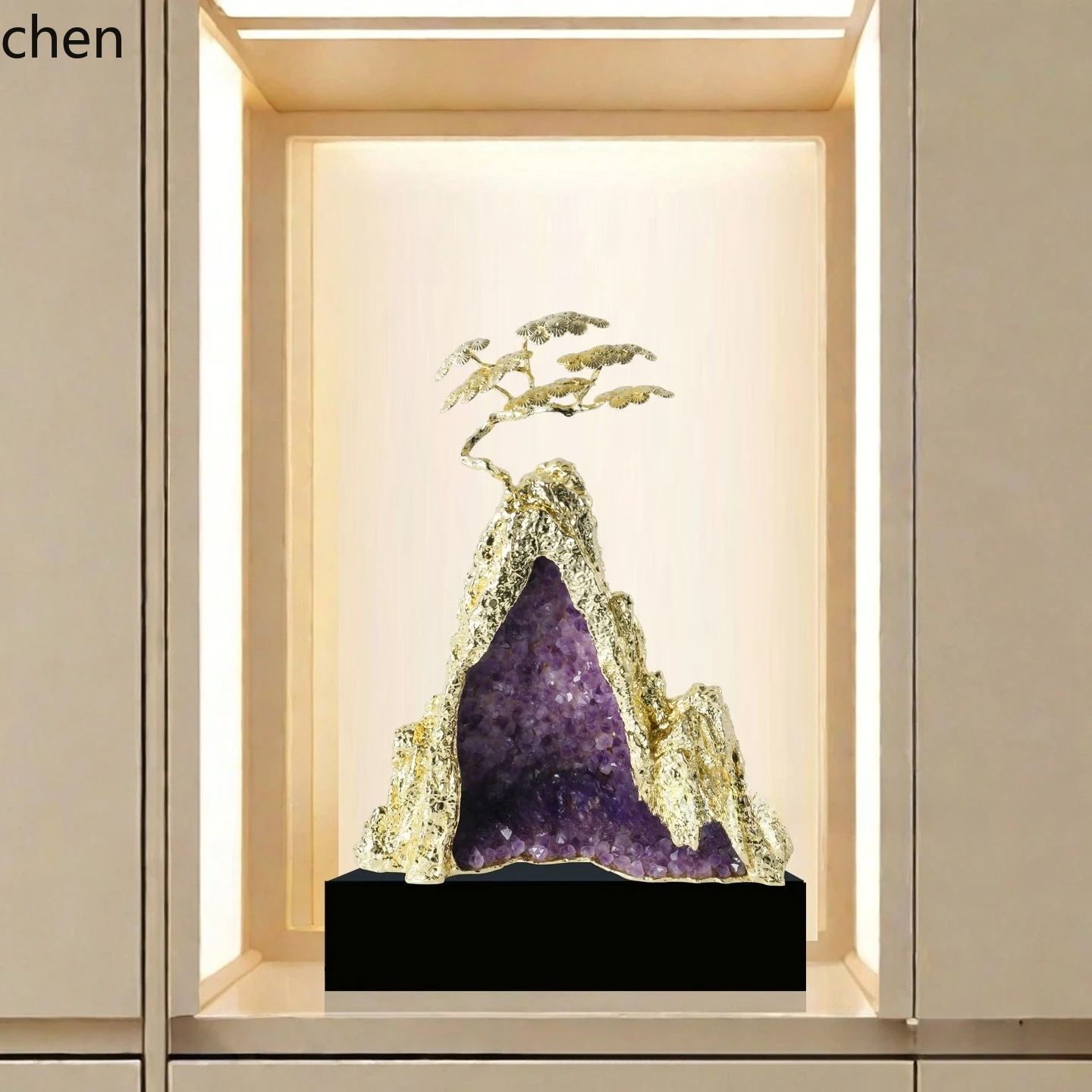 PYH Lucky Amethyst Cave Ornament for Wine Cabinet, TV Cabinet, Entryway, Office Desk Decoration, Opening Gift