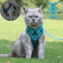 Cat Harness and Leash Set Escape Proof For Small Medium Dog Cat Breathable Reflective Adjustable Kitten Chest Strap Pet Supplies