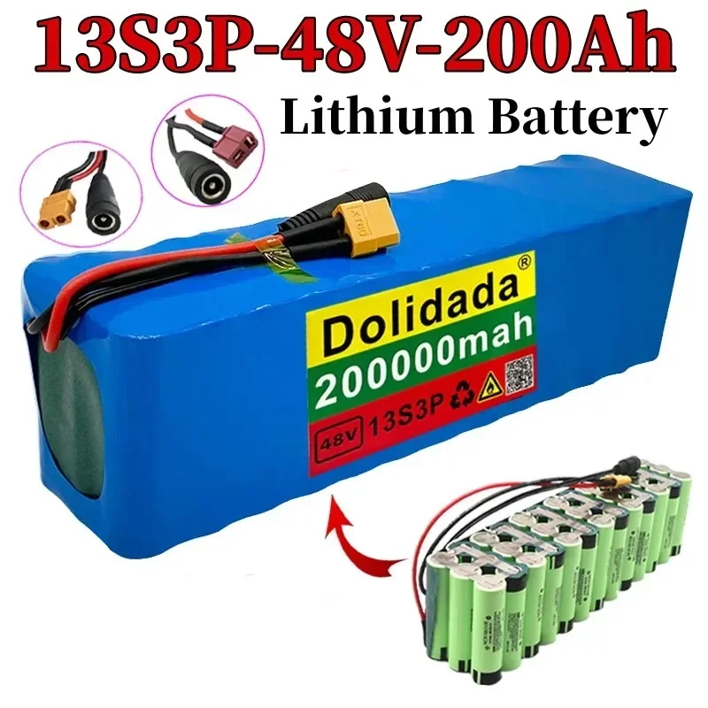 NEW 48V200ah 13S3P 48V Lithium Ion Battery 200Ah, for 54.6V Electric Bicycle Electric Scooter, with Reinforced Bms