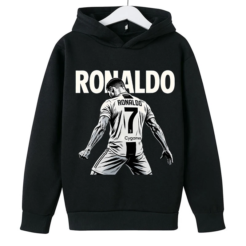Cristiano Ronaldo CR7 Hooded Hoodie for Children Anime Cartoon Fashion Sweatshirt Boys Girls Autumn Hip Hop Hoodies Kids Clothes
