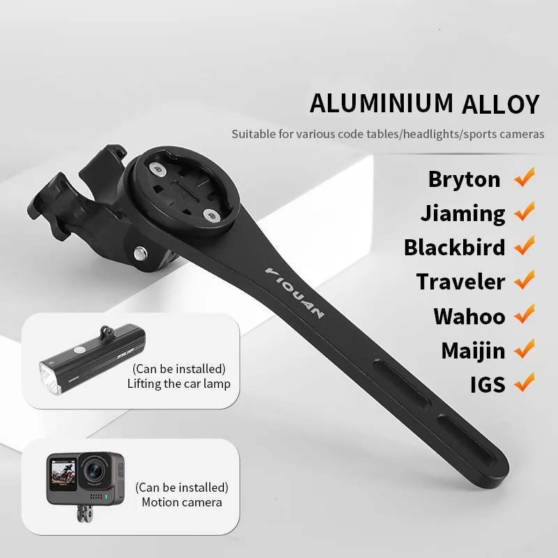 

YIQUAN Bike Handlebar Extension Mount for MTB/Road Bike Aluminum Alloy Computer Action Camera Base with Adjustable Angle​