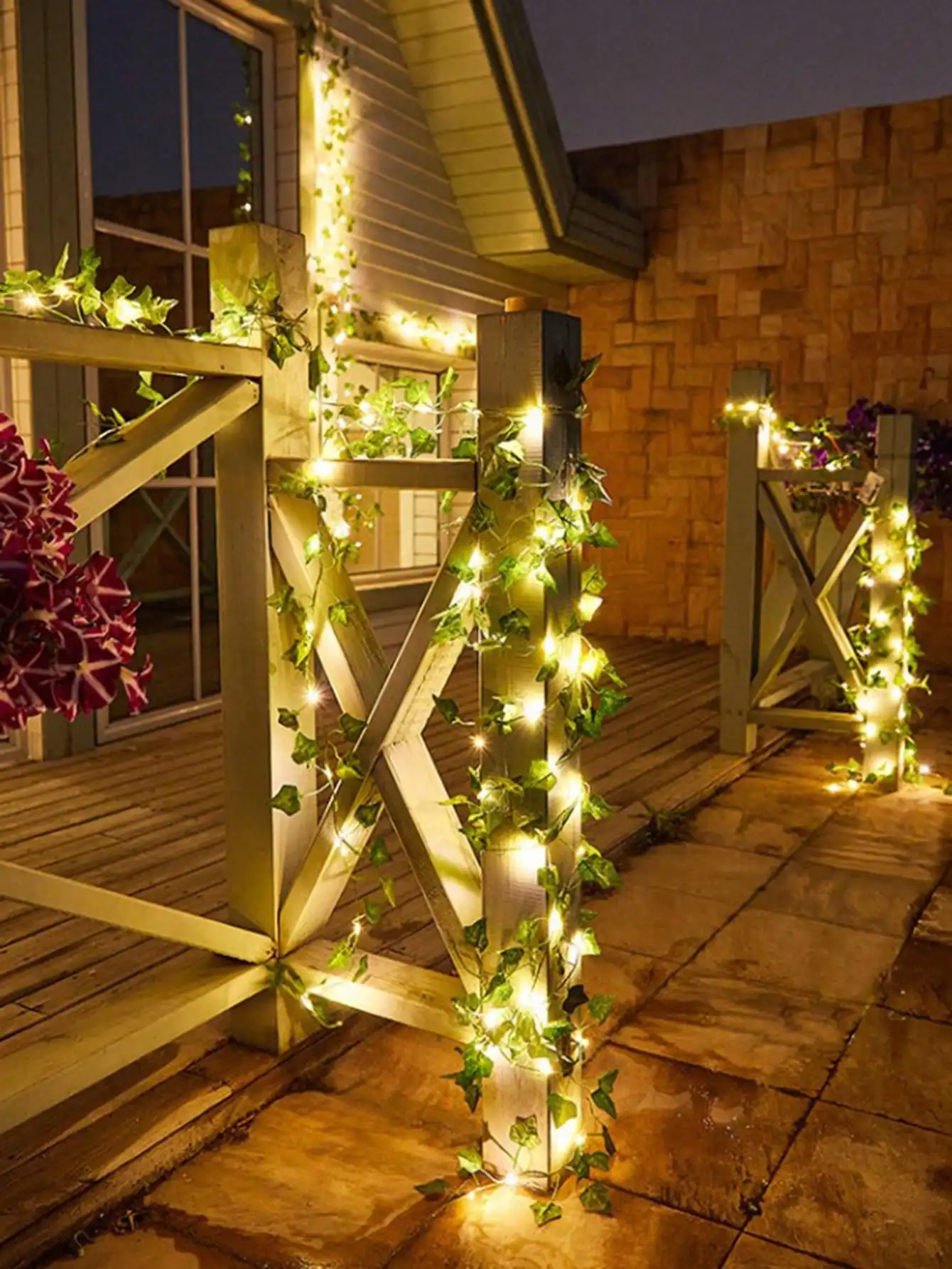 1PC Solar LED Blumen & Blatt Efeu Lichter, Rattan Girlande Fee String, Garten Hochzeit Outdoor Dekor