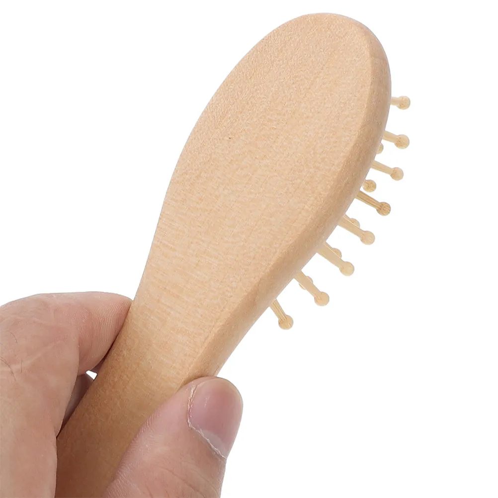 2Pcs Mini Wood Hair Brush Portable Scalp Massager Detangler Comb for Travel Home Men Women All Hair Types