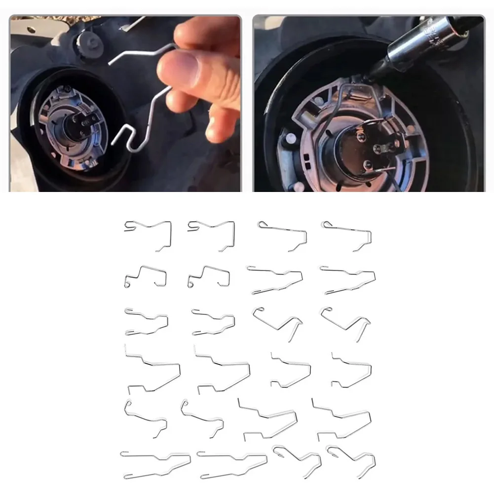 Auto Headlight Spring Clips 24pcs H1 H3 H4 H7 Bulb Holder Clamp Retainer Car Light Bulb Spring Clip Headlamp Parts