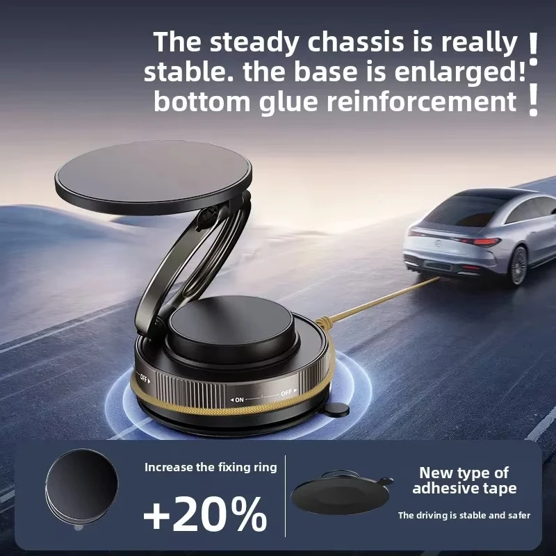 Vacuum Magnetic Phone Bracket Multi-angles Adjustment Strong Magnet Suction Design Foldable Car Holder Navigation Stand