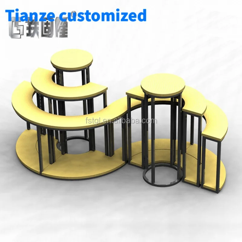 

(customized)Flexible and Changeable Shape Steel Wooden Supermarket Promotion Display Stand