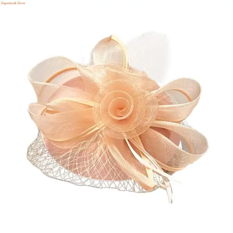 Q5WE Retro Flapper Girl Black Fascinator Mesh Flower Hair Accessory for Women