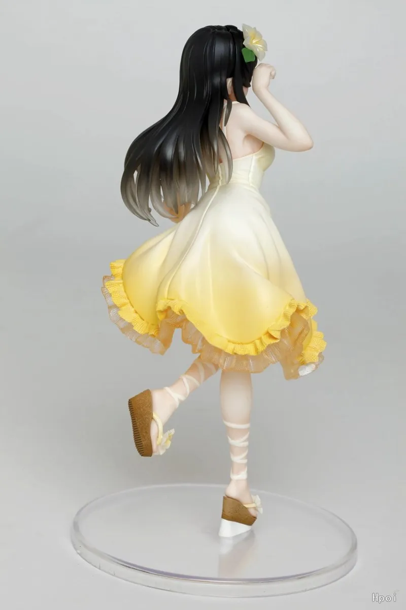 20CM Anime Figure Sakurajima Mai Anime Youth Pig Head Boy Will Not Dream Of Bunny Girl Senpai Sitting Yellow Dress Model Toys