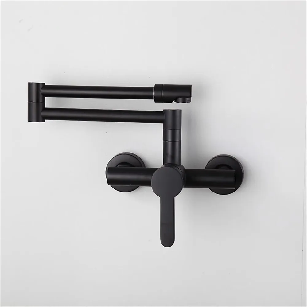 Black Pot Filler Tap White Foldable Kitchen Faucet Hot and Cold Single Hole Sink Tap Rotate Folding Spout Brushed Gold Brass