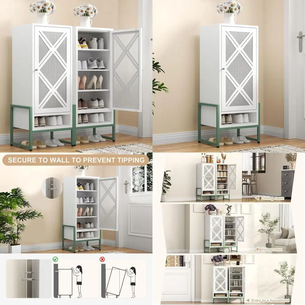 

Space-Saving Metal Storage Cabinet with Doors and Adjustable Shelves for Home Organization