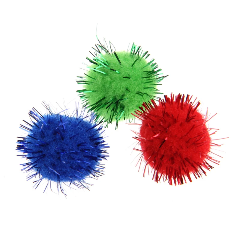 100Pcs Colorful Mini Glitter Tinsel Balls Small Pom Ball For Cat