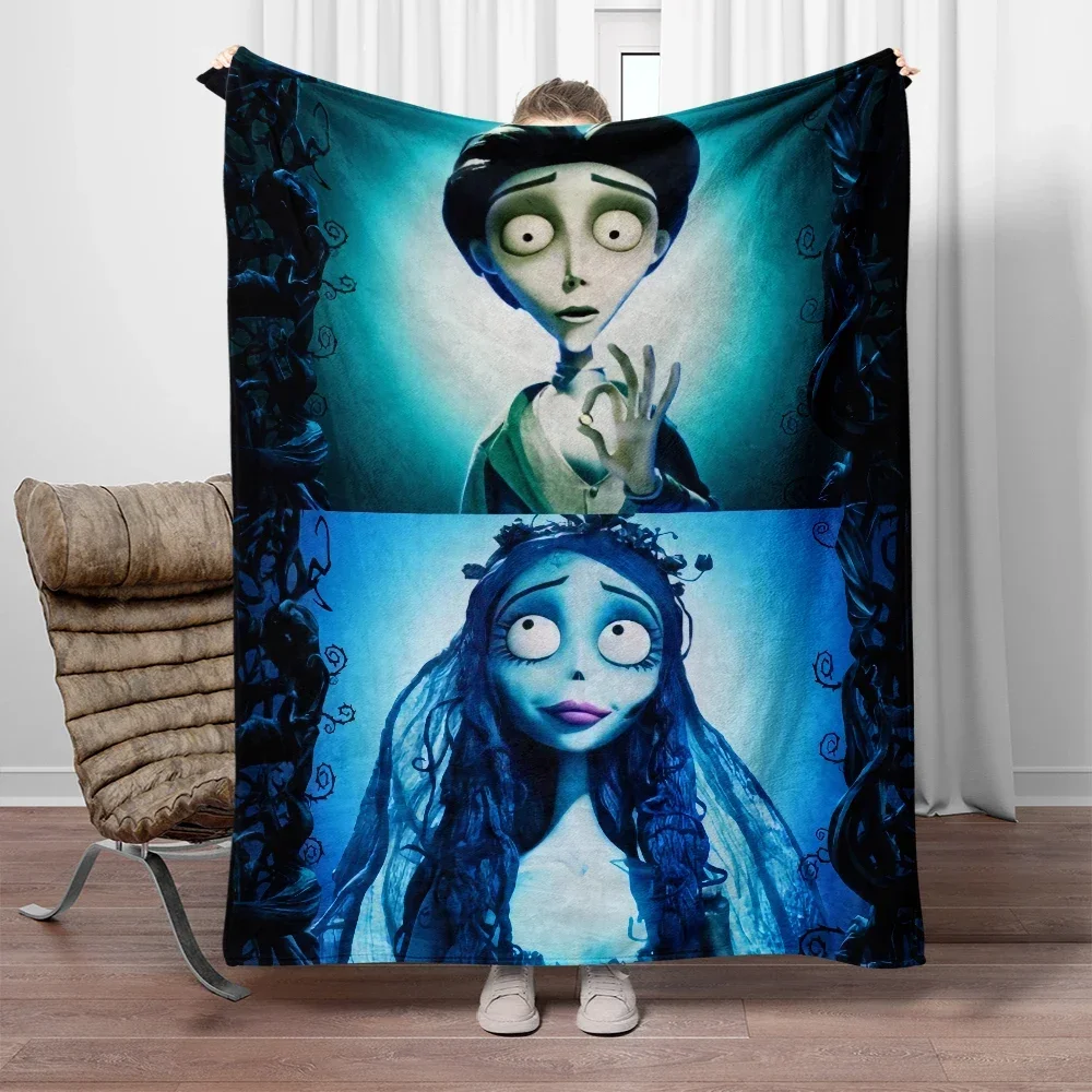 Manta de franela con estampado de la película Tim Burton's Corpse Bride, sofá grande, suave, cálida, creativa, para acampar al aire libre, cama de oveja