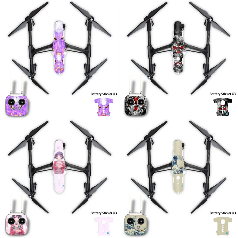 

Decal Style PVC Skin Stickers for DJI T600 Inspire 1 Drone Decal Skin Sticker Drone Body + Remote Controller+Arm Stickers