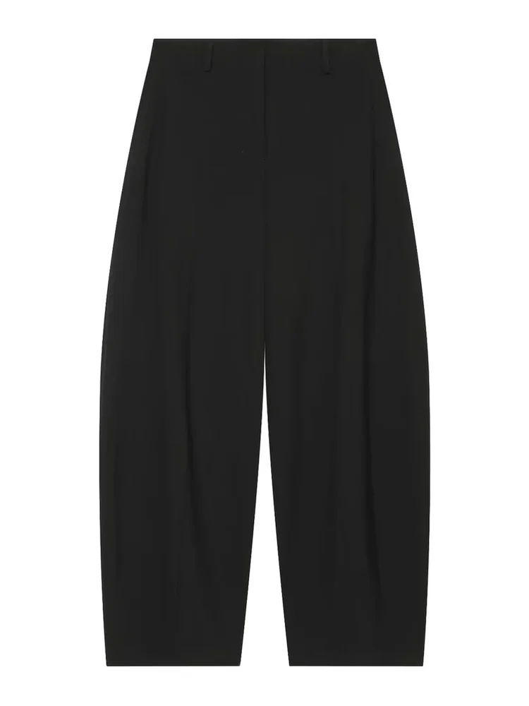 AACHOAE Women Barrel Leg Pants Mid Rise Pleated Balloon Trousers Loose Wide Leg Curved Pants Casual Office Streetwear Long Pants
