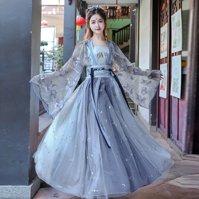 Disfraz folclórico tradicional chino Hanfu para mujer, ropa de baile de la dinastía Han, ropa de Cosplay de hada para dama, traje Oriental de Príncipe antiguo