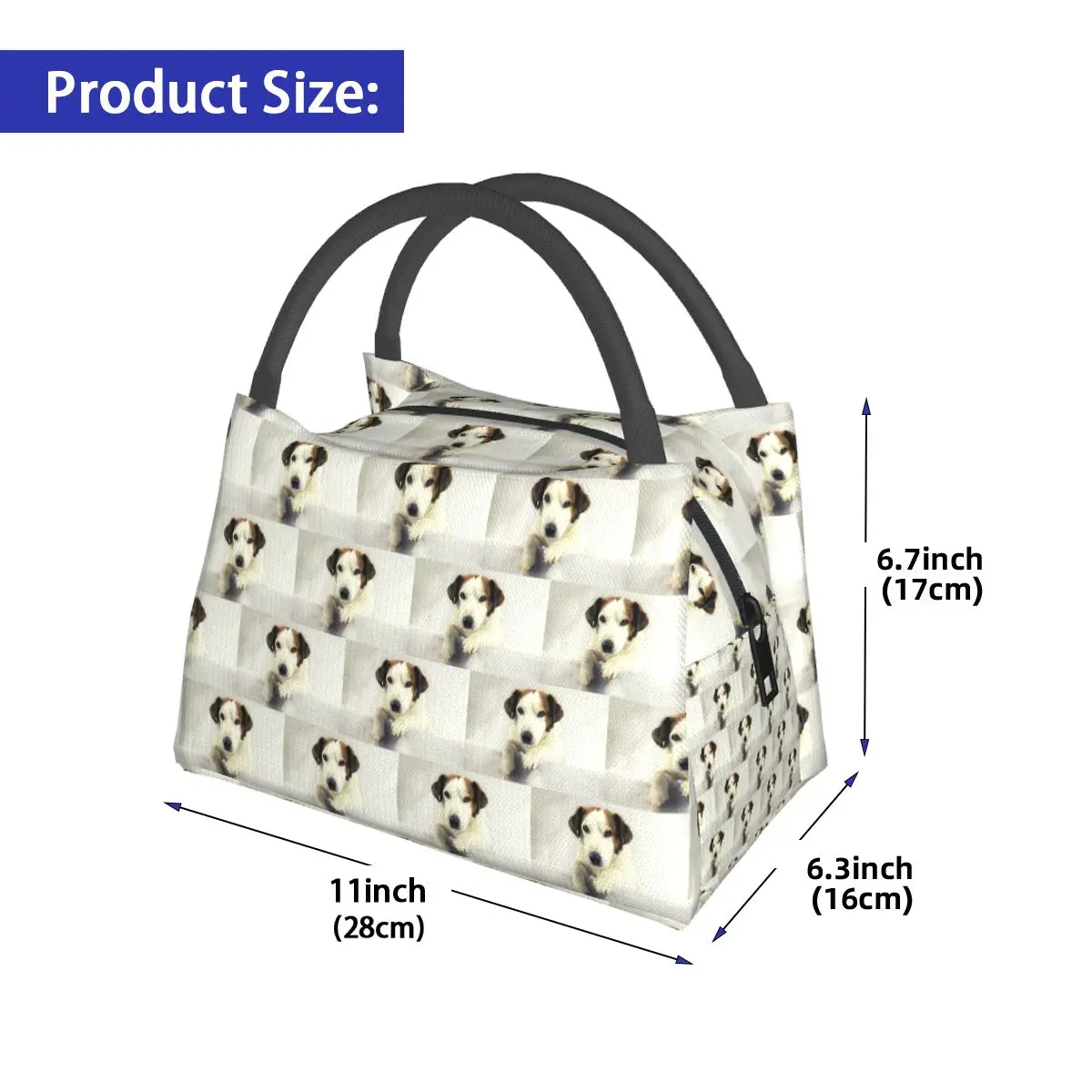 Dog Jack Russell Terrier Photo Insulated Lunch Bag for Women Children Portable Food Boxes Thermal Lunch Box Tote