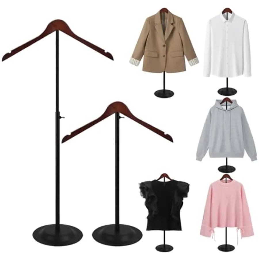 

2 Pack Adjustable T Shirt Display Flexible Shoulder Stand, 16-31 Inch Portable Metal Shirt Rack Display Stand Garment Coat Hold
