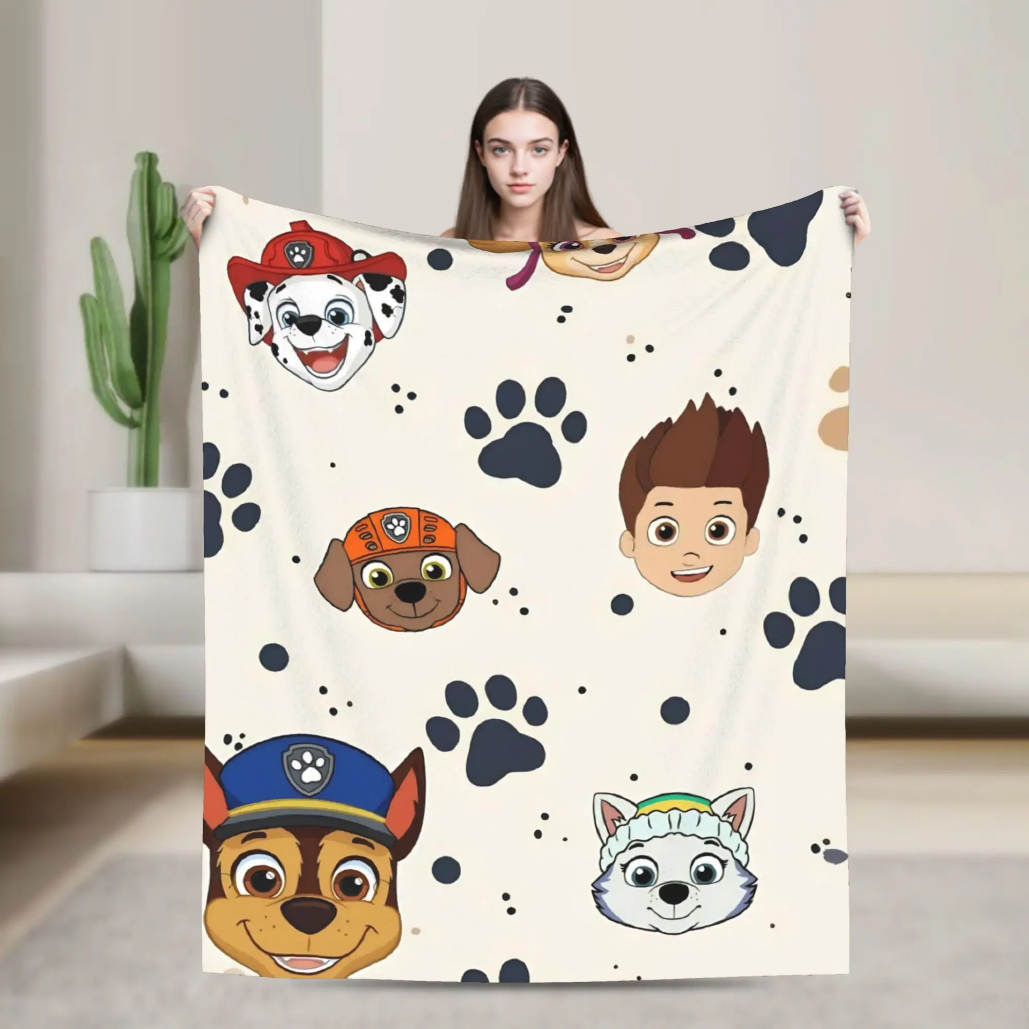 P-PAW P-Patrol Dog Cartoon Blanket Flannel Summer Air Conditioning  Portable Warm Throw Blanket for Sofa Bedroom Rug Piece