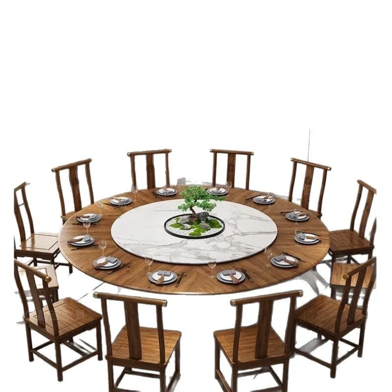 

Round table chairs, solid wood electric dining table, rock slab