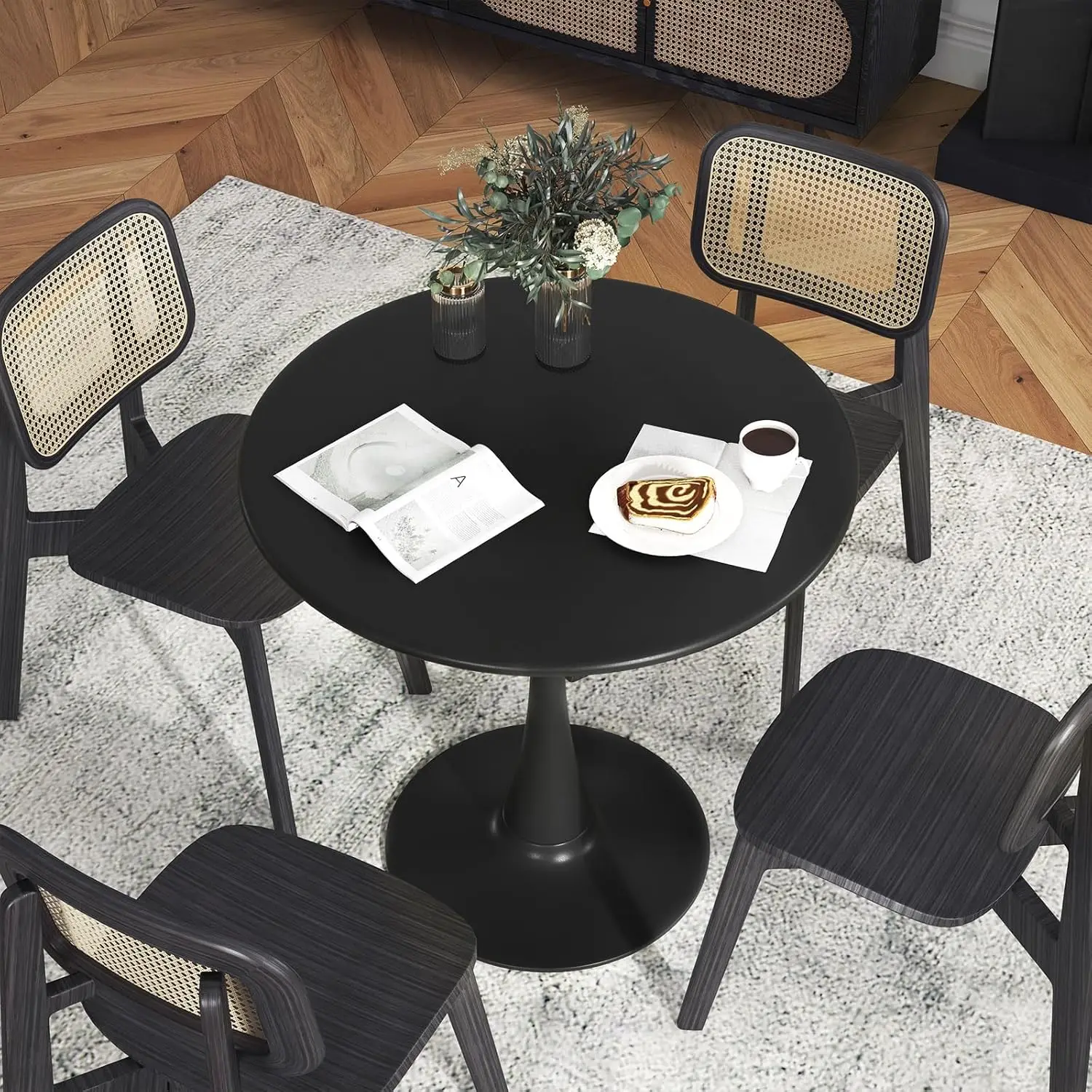 Black Round Dining Table, 32