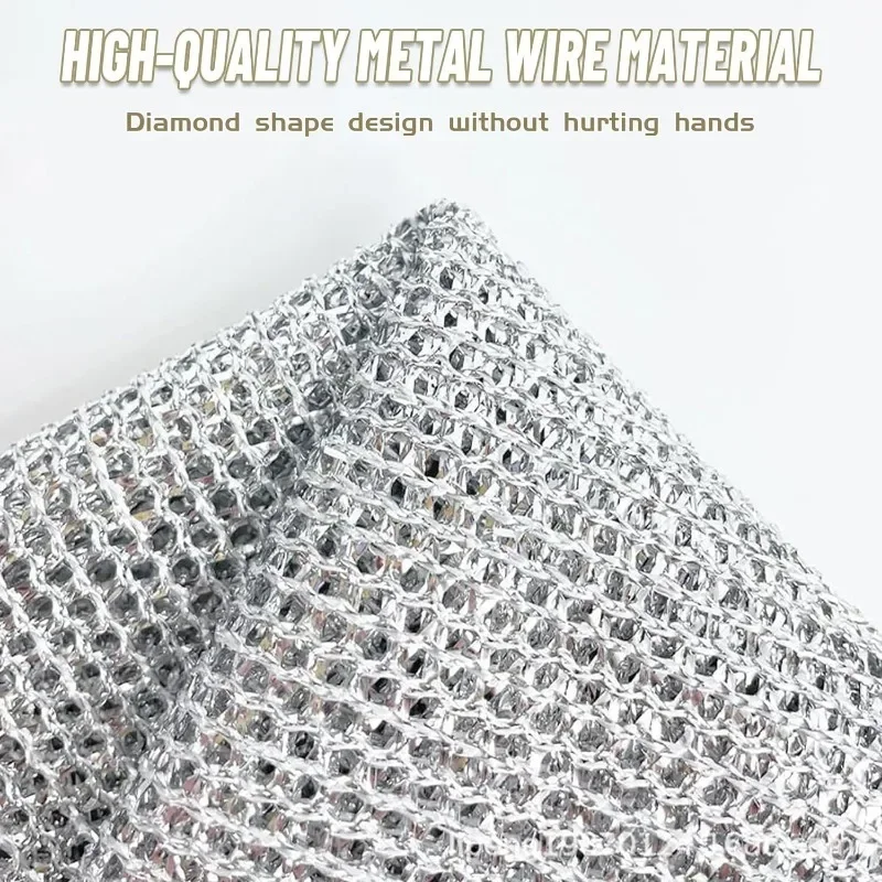 Double- Sided Metal Steel Wire Rags Household Magic Cleaning Cloth Thicken Kitchen Dish Pot Washdishing Cloths Towel Clean Tools