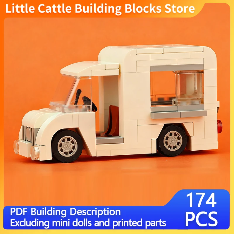 City Car Model MOC Building Bricks Street-Side Ice Cream Van Modular Technology Children Holiday Gifts Assemble Toys Suit
