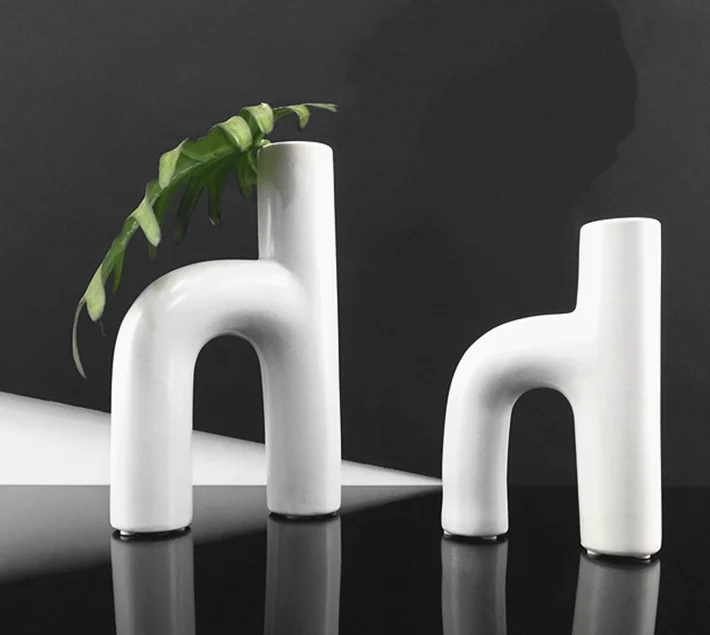 Modern Minimalist Black White H-Shape Ceramic Decorative Piece Bathroom Real Estate Sales Office Cabinet Home Decor