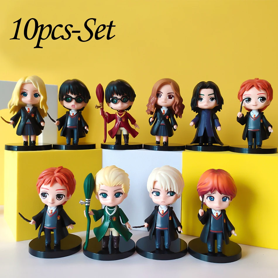 10Pcs/Set Harry Potters Figures Anime Q Version PVC Doll Toys Movies Car Cake Decoration Children Birthday Christmas Gift