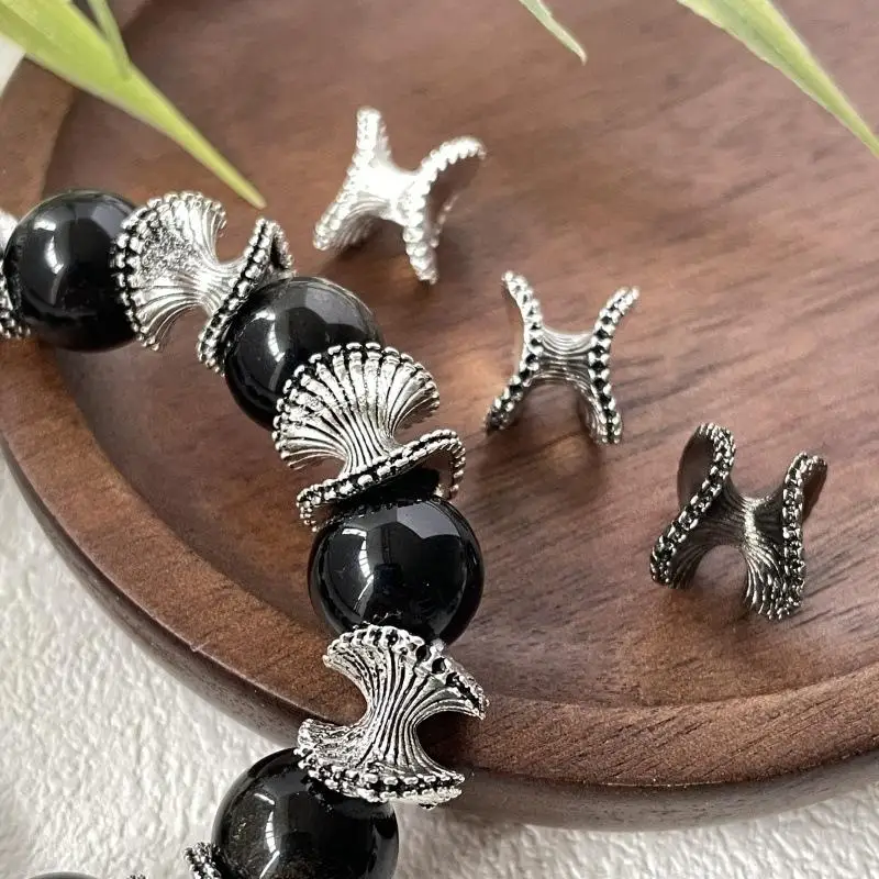 5Pcs Alloy Wave Spacer Beads Unique Textured Wave DIY Jewelry Parts for Handmade Bracelet Necklace Gift Making