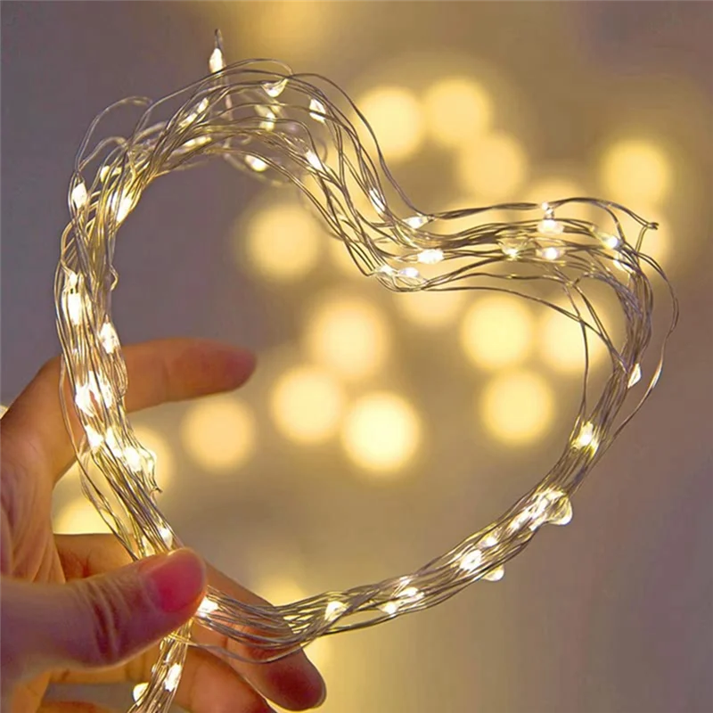 ABNL Stringa di luci a bottone a LED Stringa di luci in filo di rame Filo d'argento Fata Ghirlanda bianca calda Stringhe di luci per matrimoni di Natale per la casa