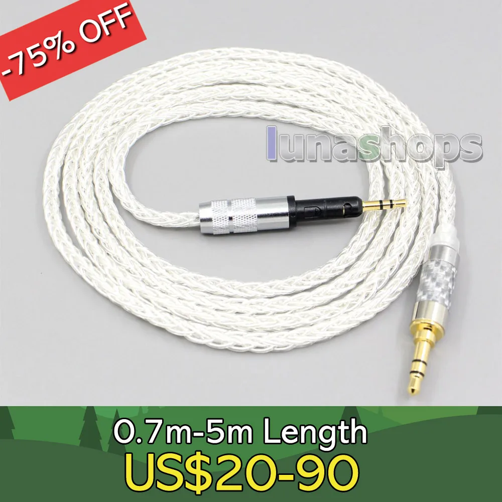 

3.5mm 2.5mm 4.4mm XLR 8 Core Silver Plated OCC Earphone Cable For Sennheiser HD6 HD7 HD8 MIX DJ HD595 LN006541