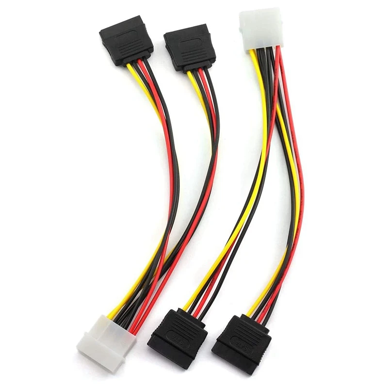 20 Pcs MOLEX IDE 4PIN MALE TO ATA SATA 15PIN POWER CABLE 1 To 2