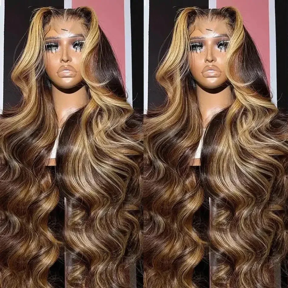 

Lafino highlight 13x6 lace frontal wig human hair loose body wave body wave wigs 4/27 color 13x4 lace front wig human hair blond