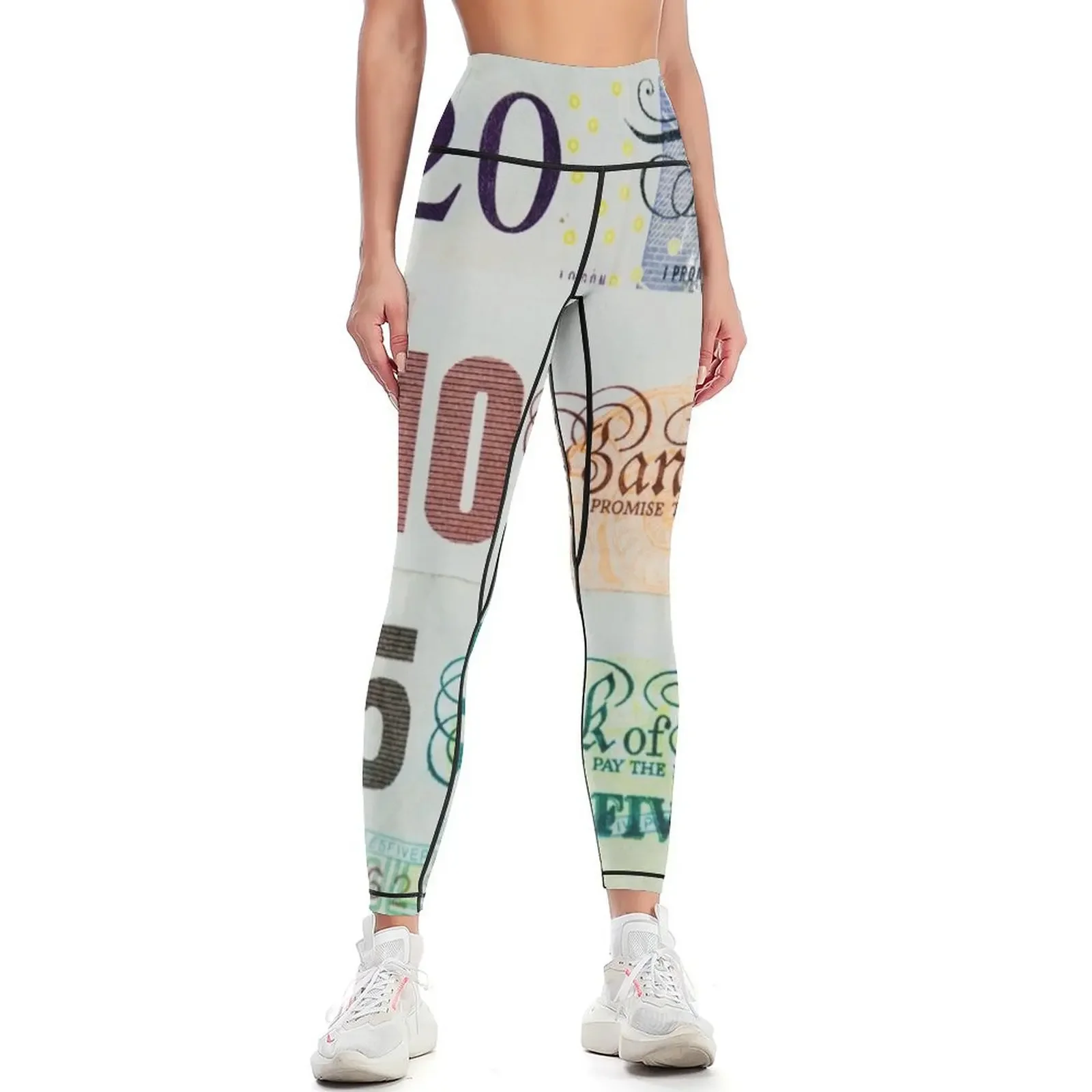 

United Kingdom Five, Ten and Twenty Pound Notes Leggings for girls Sports female gym's sportswear Women sports Womens Leggings