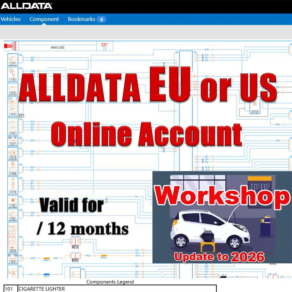 Alldata EU 2026 Newest Online Software Account All Data US Workshop Car Repair Software Wiring Diagram All data EU Auto Database