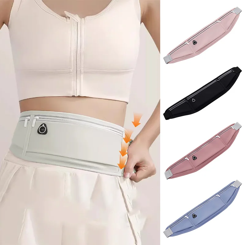 Running Waist Pack for Women Men Breathable Adjustable 3 Pockets Waist Bag Jogging Gym Fitness Fanny Bag Fits 7.2 Inch Phones