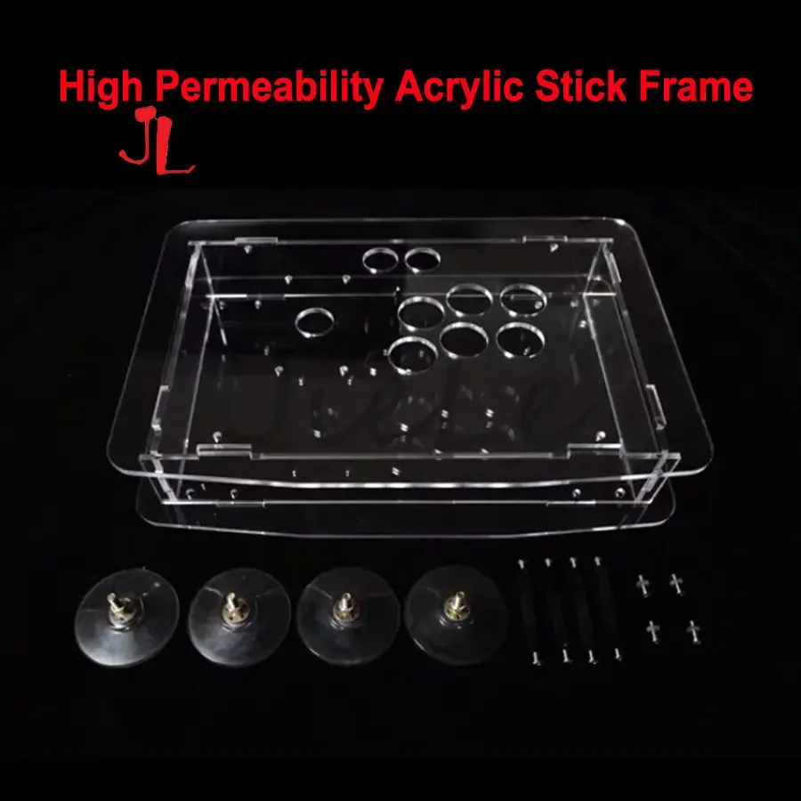 Arcade Game Stick Transparent Case, Rocker Frame, Acrylic Console Shell, USB Encoder Box, Clear Panel, 24mm, 30mm Button Joy
