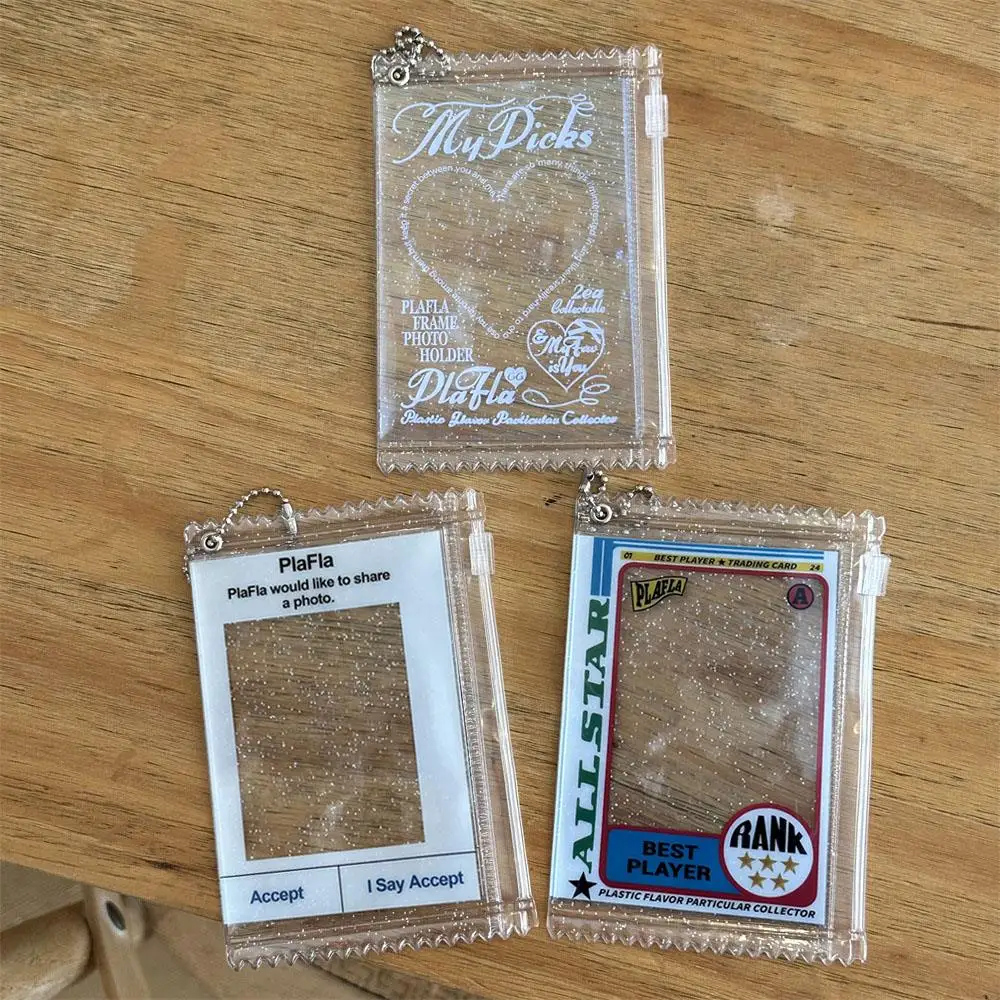 

Badge Storage Case Stationery Sparkling Transparent Candy Bag Small 3-inch Card Holder DIY INS Retro Korean Card Chain Bag